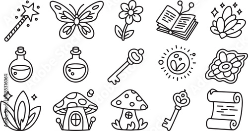 Magical fantasy objects and creatures magic wand butterfly