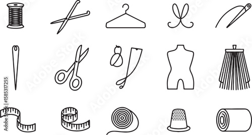 Sewing tools and supplies collection thread needle