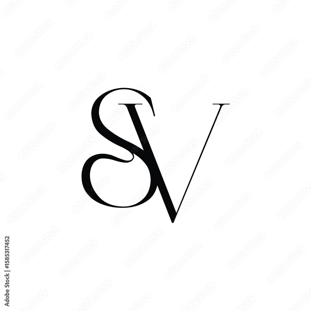 Obraz premium SV monogram logo design letter text name symbol monochrome logotype alphabet character simple logo