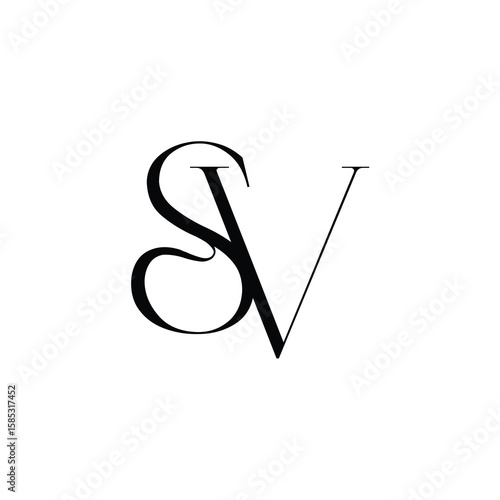SV monogram logo design letter text name symbol monochrome logotype alphabet character simple logo