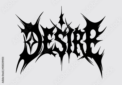 DESIRE metal core text sreetwear t shirt element vector clip art ink sticker isolated editable