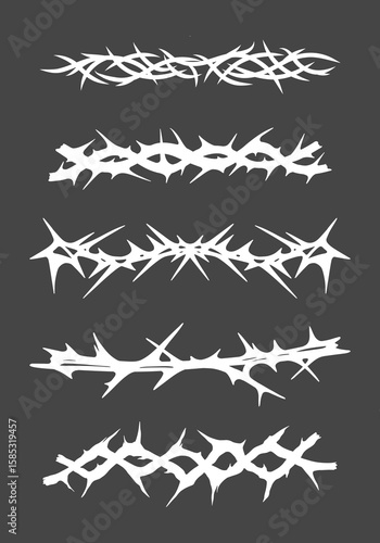 Thorn pointed brunch brutalism element collection vector streetwear clothing design editable