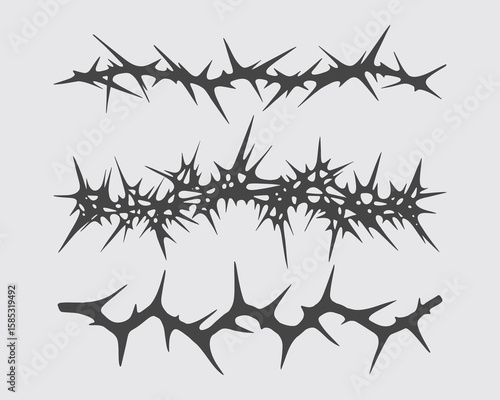 Thorn pointed brunch brutalism element bundle set vector streetwear clothing design editable