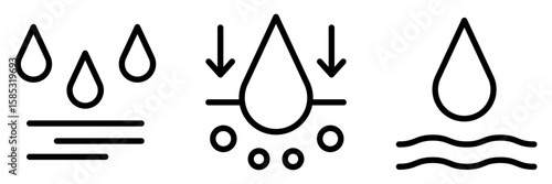 Water absorbent icons. Sanitary care symbol. Moisture absorbing. Protect skin concept. Vector