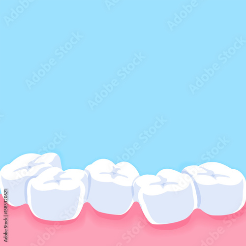 Crowding teeth - Text box banner (square) illustration vector design. Dental care concept.