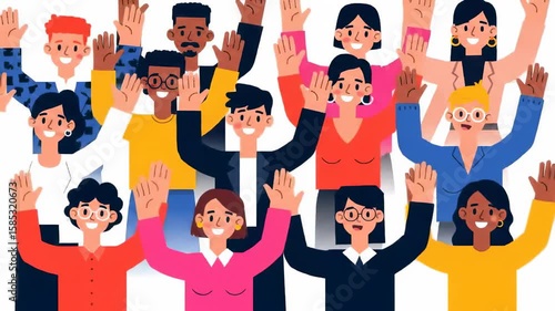 Diverse group of people cheering