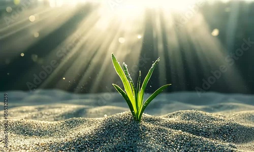 Hopeful sprout emerging towards the light, growth and resilience in nature