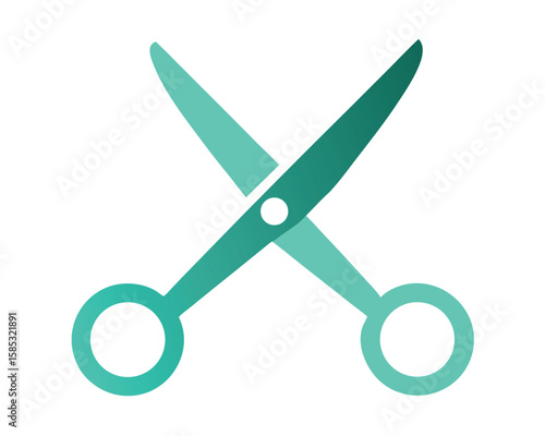 A pair of green scissors isolated on white background is ready to cut Ai Generated