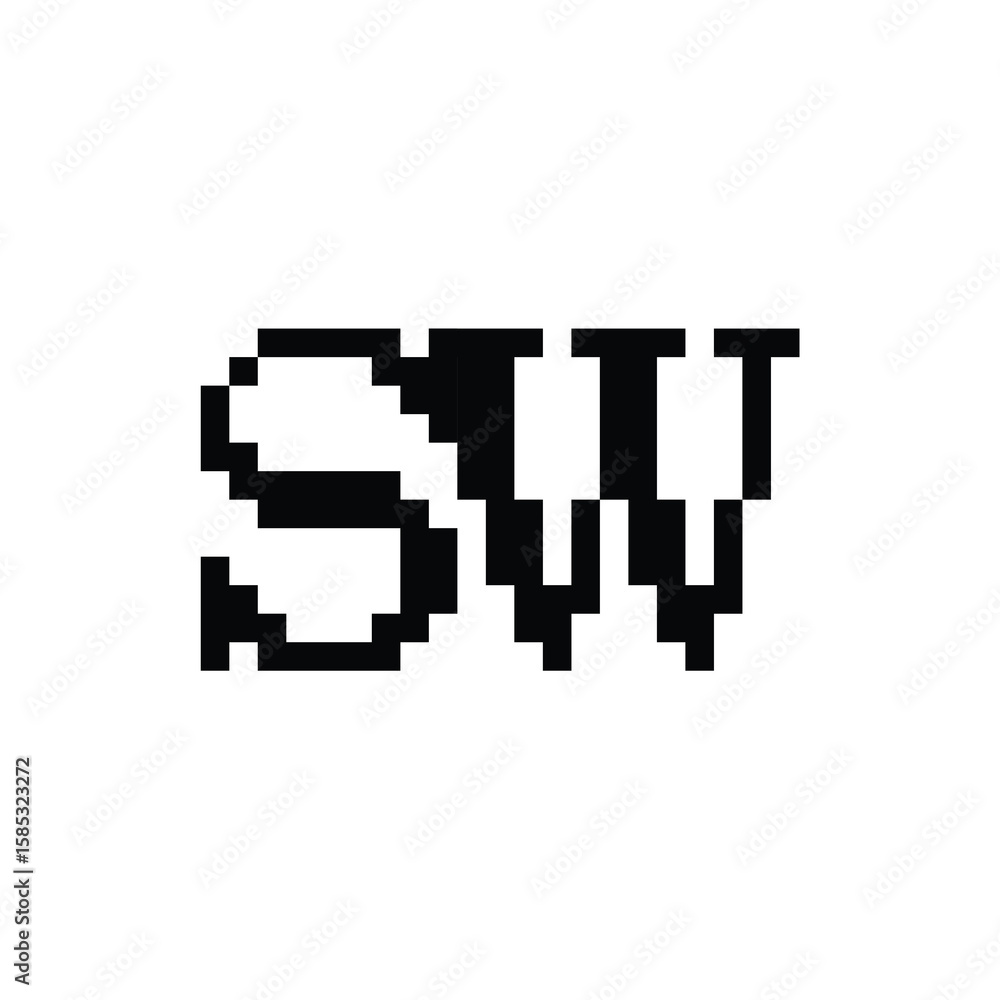 Fototapeta premium SW monogram logo design letter text name symbol monochrome logotype alphabet character simple logo