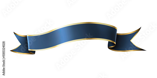 Elegant dark blue ribbon with gold trim