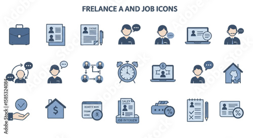 Freelance & Job Icons – Professional Flat Vector Set
