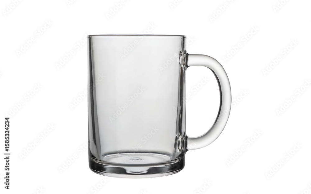 Transparent, empty beer glass or mug isolated on white, reflecting a clean, clear beverage object Transparent, empty beer glass or mug isolated on white, reflecting a clean, clear beverage object