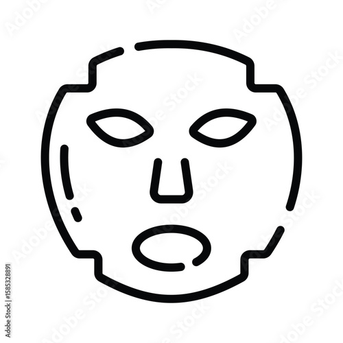 Visually engaging outline icon of face mask skincare