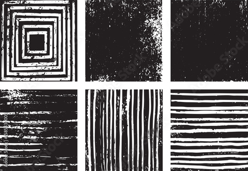 Grunge Square Texture Pack – Black and White Abstract Lines & Distressed Patterns, isolated, grunge texture, dust overlay, urban, transparent background