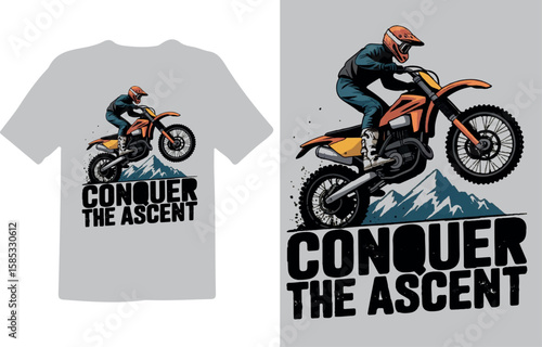 Motocross rider racing silhouette with motorcycle in extreme sport style
