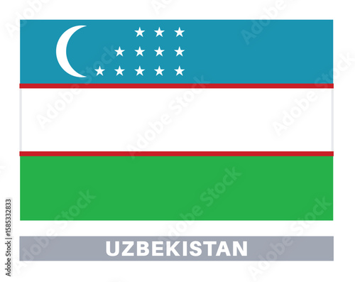 Flag of uzbekistan. Flag icon. Standard colors. Standard size. Rectangular flag.