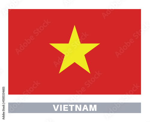 Flag of vietnam. Flag icon. Standard colors. Standard size. Rectangular flag.