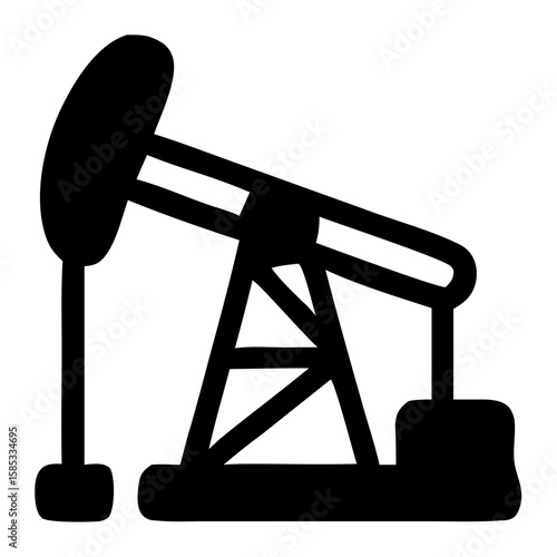 Outline Simple Oil Pump Jack Energy Production Line Art Icon