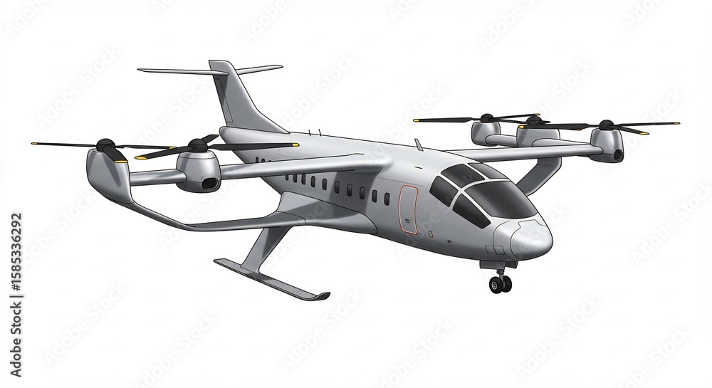 Fototapeta premium 未来都市空飛ぶ車 滑らかな曲線 美しいデザイン 精密描写. AI Generated
