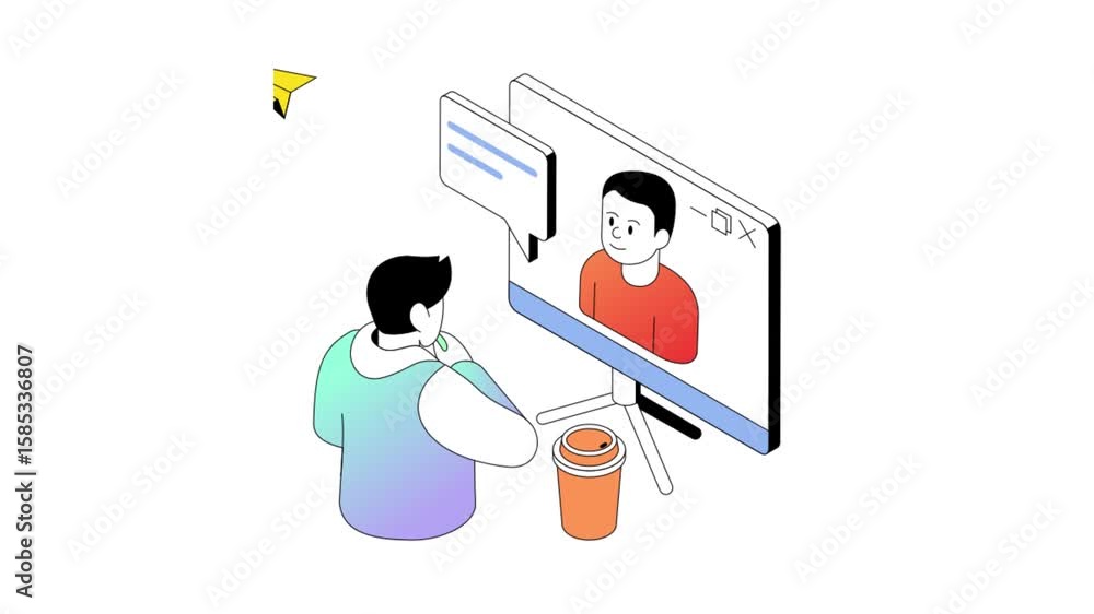 Online Meeting isometric animation MP4 Online Meeting isometric animation MP4