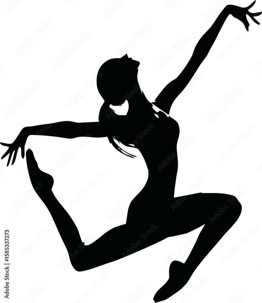Fototapeta premium Silhouette of dancer in motion isolated vector style on white background 
