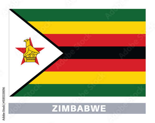 Flag of zimbabwe. Flag icon. Standard colors. Standard size. Rectangular flag.