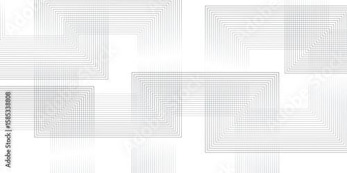 Minimalist Seamless pattern features a grid and striped line. White technology Hi-tech futuristic digital. Abstract art geometric background with lines. Stripes optical waves illustration.