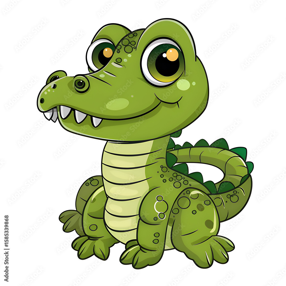 Fototapeta premium Adorable Baby Alligator Cartoon Illustration