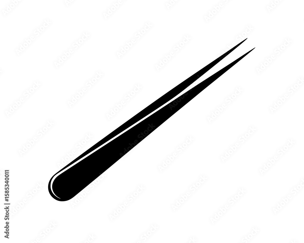 Minimalist black silhouette of stainless steel tweezers Minimalist black silhouette of stainless steel tweezers