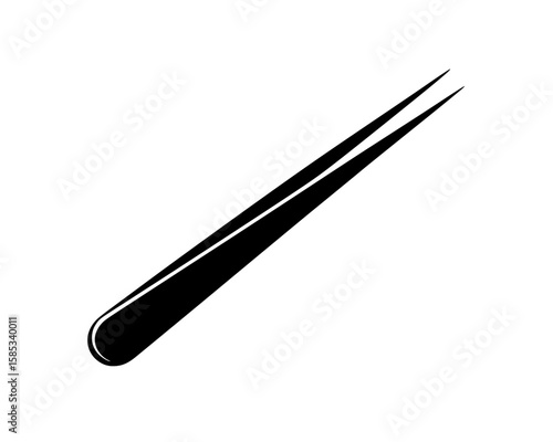 Minimalist black silhouette of stainless steel tweezers