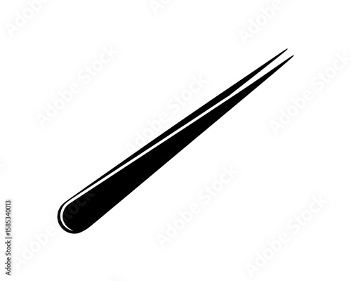 Minimalist black silhouette of stainless steel tweezers