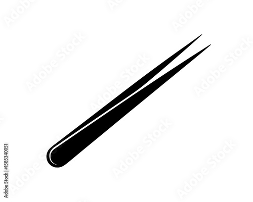Black silhouette of stainless steel tweezers