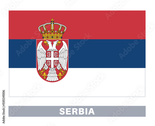Flag of serbia. Flag icon. Standard colors. Standard size. Rectangular flag.