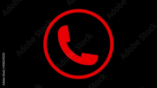 Animated call icon with a mobile phone screen concept. Incoming or outgoing call icon Receiver Icon Animation 4k Motion Graphics Video Footage red call icon