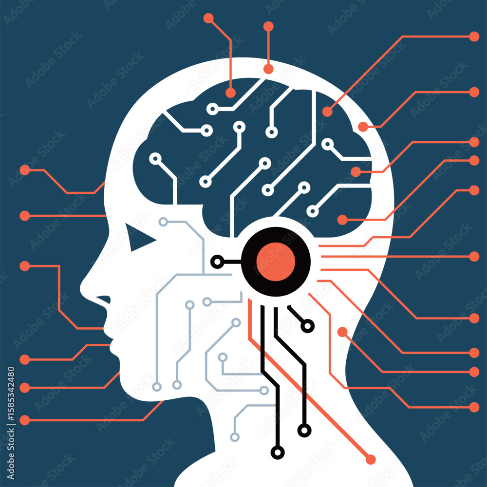 Obraz premium Artificial intelligence brain concept flat style