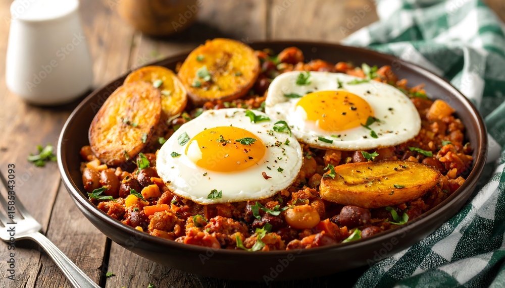 Traditional Costa Rican gallo pinto breakfast meal Traditional Costa Rican gallo pinto breakfast meal