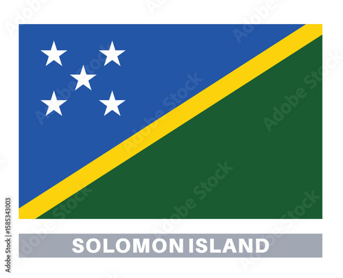 Flag of solomon island. Flag icon. Standard colors. Standard size. Rectangular flag.