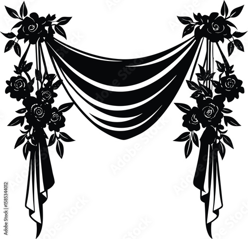 Silhouette Of Draping Floral Garland For Top Corne
