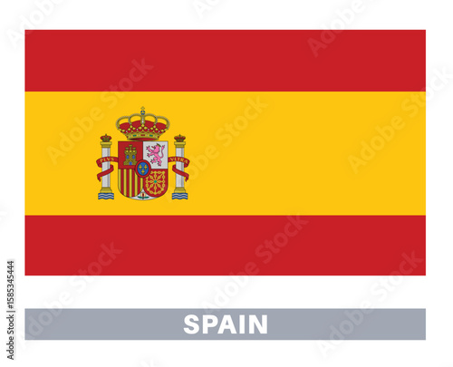 Flag of spain . Flag icon. Standard colors. Standard size. Rectangular flag.