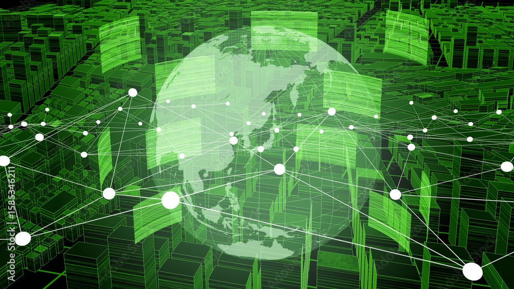 Fototapeta premium グローバルネットワークとデジタル都市データの可視化