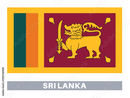 Flag of srilanka. Flag icon. Standard colors. Standard size. Rectangular flag.