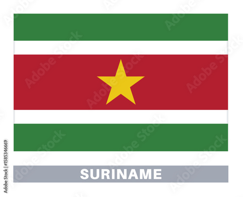 Flag of suriname . Flag icon. Standard colors. Standard size. Rectangular flag.