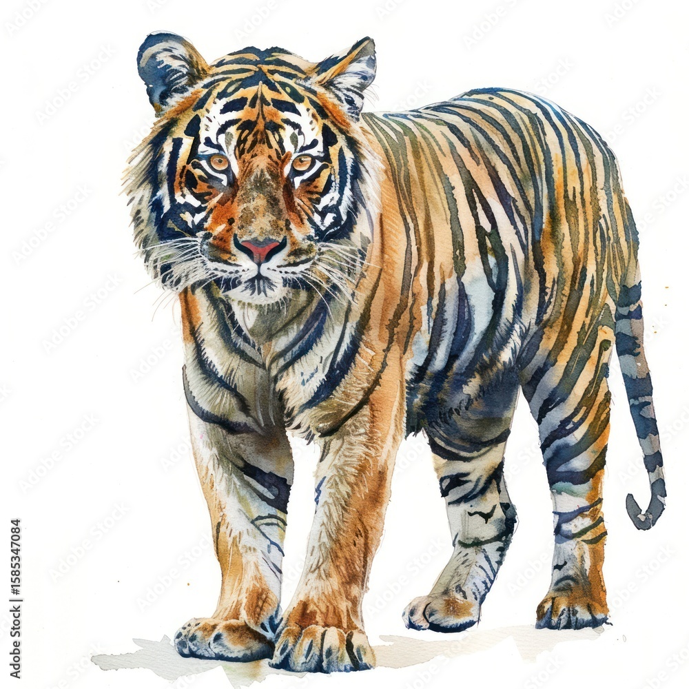 Fototapeta premium A tiger illustration watercolor wildlife.
