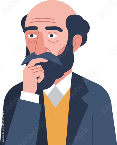 Minimal Flat Design Philosopher Illustration (Version 2)