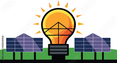 A collection of illustrations showcasing solar energy panels, often with prominent sun motifs and varying perspectives, emphasizing renewable energy and sustainable technology