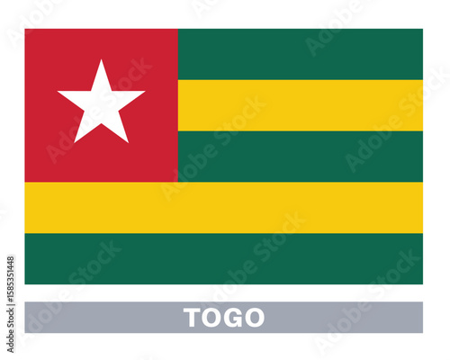 Flag of togo. Flag icon. Standard colors. Standard size. Rectangular flag.