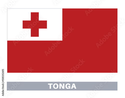 Flag of tonga . Flag icon. Standard colors. Standard size. Rectangular flag.