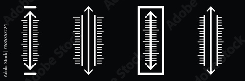 set of adjustable height icon. adjust length symbol. size adjustment arrow sign
