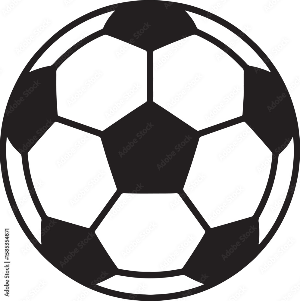Fototapeta premium Classic Soccer Ball Vector Illustration in Black and White, Football Icon Design
