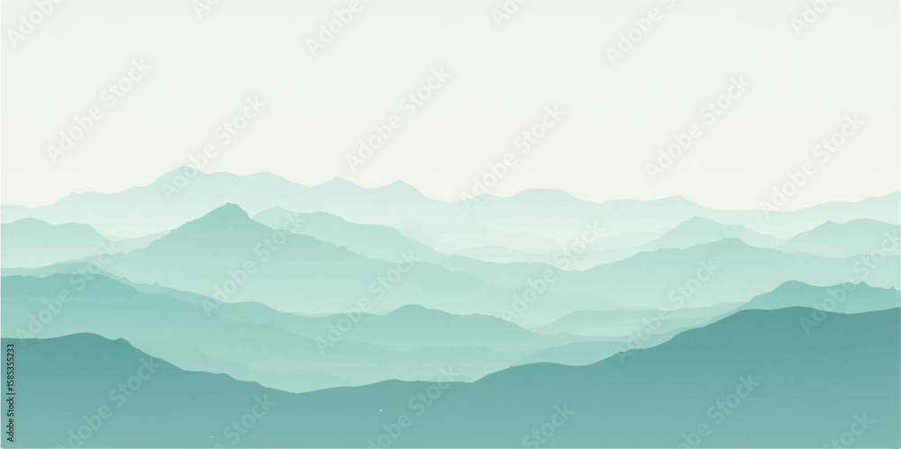 Dreamlike Teal Horizon Mountains with Misty Silhouettes and Soft Fog Layers Dreamlike Teal Horizon Mountains with Misty Silhouettes and Soft Fog Layers